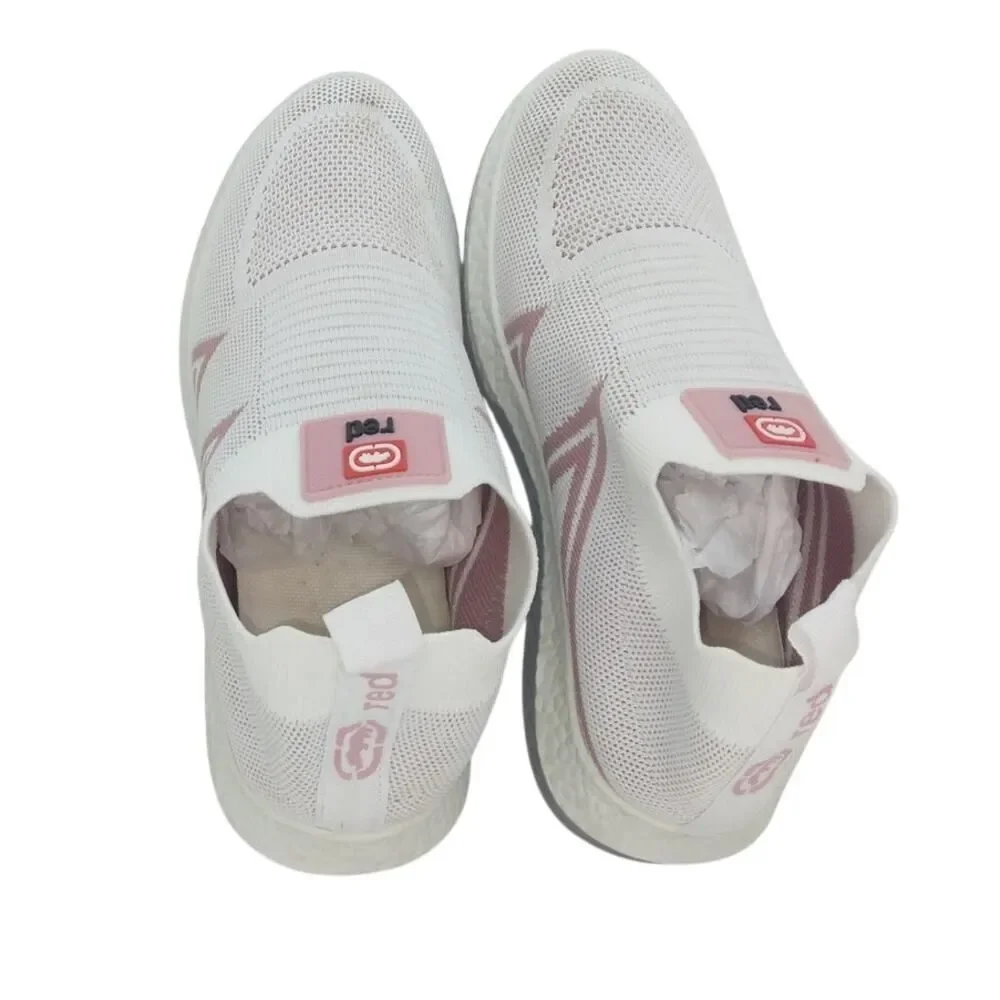 ECCO RED Womens White & Pink Athletic Knit Sneakers - Size: 8 1/2